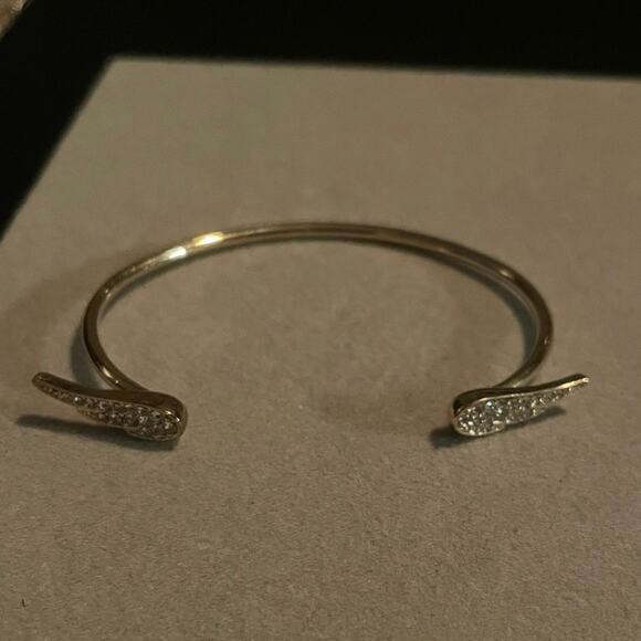 Angel Wings Rhinestone Open Bangle Bracelet - Picture 1 of 1